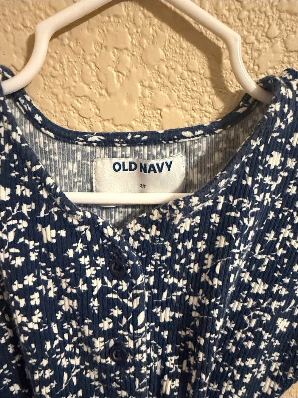 Old Navy Navy & White Floral Tie-Waist Casual Dress